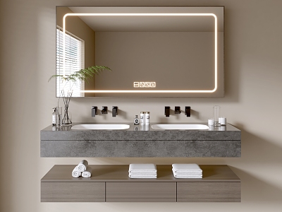 Modern Bathroom Cabinet Bathroom Counter Basin Bathroom Ornaments Double Counter Basin Bathroom Cabinet Combination Mirror Cabinet 3d model