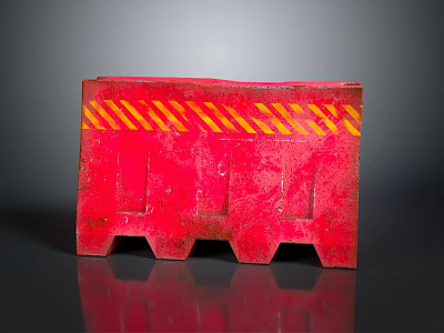 Red Traffic Barrier Featuring Yellow Diagonal Stripes For Road Safety Use 3d model