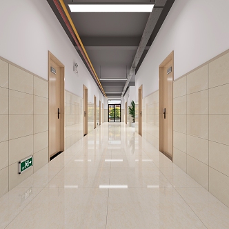 Modern dormitory aisle 3d model