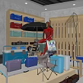 Fishing Gear Collection With Colorful Coolers Rods Umbrella And Chairs