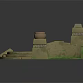 Ancient Circular Stone Platform With Intricate Carvings Steps And Ceramic Pots 3d model