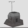 Small Gray Octagonal Structure With Antenna On Top And Steps At Base