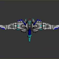 Futuristic Blue And Silver Spacecraft With Wing Design For Space Exploration