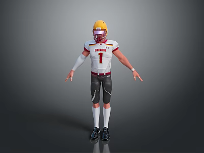 American Football Uniform Featuring Number 1 COUGARS Yellow Helmet Black Pants White Socks Black Shoes 3d model