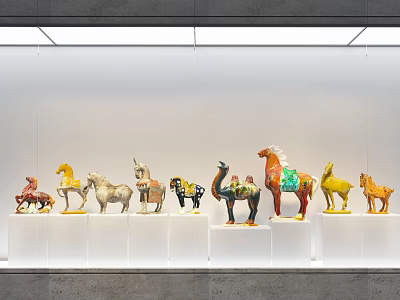 Ceramic Exhibition Hall Tang Sancai Crafts Ceramic Ornaments 3d model
