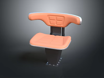 Orange Public Chair with Armrests Padded Seat Backrest and Metal Base Design 3d model
