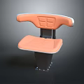 Orange Public Chair with Armrests Padded Seat Backrest and Metal Base Design