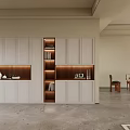 Modern Entryway Design With White Cabinets Lit Shelves And Decorative Books