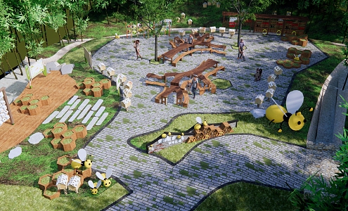 Modern Park Outdoor Research Base Research Science Popularization Park Landscape Labor Education Science Popularization Insect Paradise 3d model