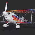 Vibrant Biplane with Colorful Striped Wings and Classic White Fuselage