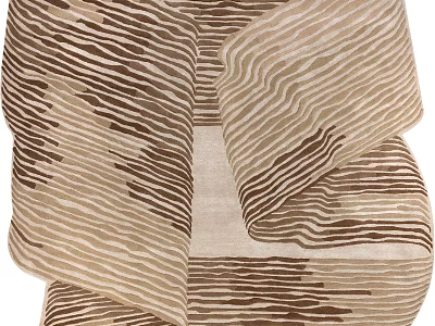 Stylish Rug with Wavy Striped Design Brown and Beige Tones Soft Texture and Layered Patterns 3d model