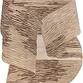 Stylish Rug with Wavy Striped Design Brown and Beige Tones Soft Texture and Layered Patterns
