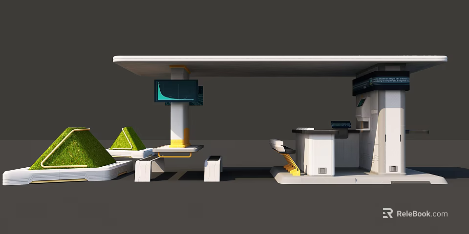 Modern Commercial Display Shelves With Multi tier Structure And Integrated Lighting Features 3d model 