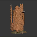 Rock Cliff Scene Component With Rocky Texture Platform Ladder And Small Structures