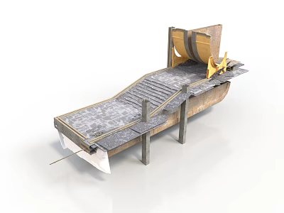 Industrial Equipment With Conveyor Belt Metal Frame And Yellow Mechanical Parts 3d model
