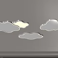 Modern Cloud Shaped Ceiling Lights With Edge Lighting And Three Designs On Grey Ceiling 3d model