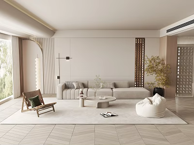 Cream Wind Living Room Silent Wind Living Room 3d model