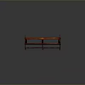 Traditional Outdoor Mahogany Wood Bench With Backrest Armrests And Deep Red Color