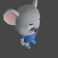 Adorable Gray Koala Game Movie Character with Pink Ears Blue Eyes Blue T-shirt Brown Shorts