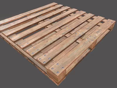 Sturdy Wooden Pallet With Slatted Design For Storage And Shipping Use 3d model