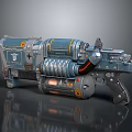 Futuristic Sci Fi Weapon With Detailed Blue Gray Mechanical Design And Illuminated Grip