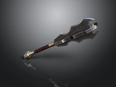 Medieval Battle Warhammer With Metal Head And Wooden Handle Design 3d model
