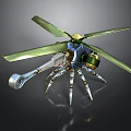 Space Exploration Probe With Green Blades Metallic Structure And Support Legs