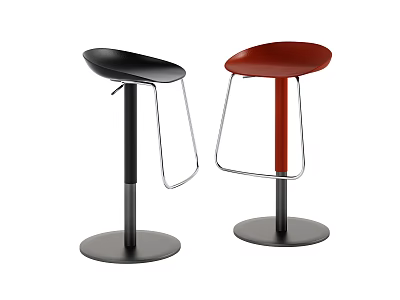 Modern Black and Red Bar Stools With Metal Frame and Round Base 3d model