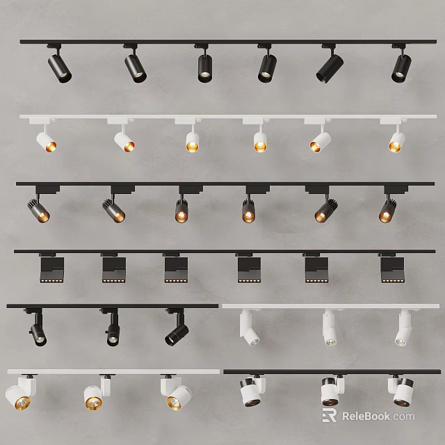 Various Black White Downlights And Spotlights For Home Ceiling Lighting 3d model