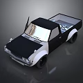 Black and White Pickup Truck With Open Door And Sleek Open Bed Design