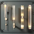 Modern Wall Lamps With Different Designs On Dark Wall Featuring Various Materials And Soft Illumination
