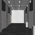 Modern Elevator Hallway Interior With Marble Walls Polished Floor And Elevator Doors 3d model