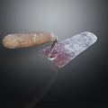 Sturdy Professional Construction Trowel with Wooden Handle and Cement Residue