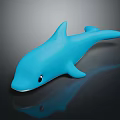 Adorable Blue Dolphin Toy Figure With Black Eyes On Reflective Surface