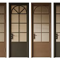 Stylish Swing Doors with Grid Glass and Arched Top Design Features 3d model