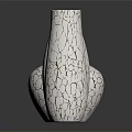Three White Ceramic Vases with Cracked Texture and Reflection on Black Background 3d model