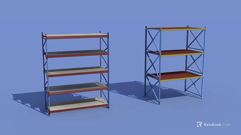 Sturdy Metal Frame Display Shelves With Multi Layer Storage For Retail Use 3d model