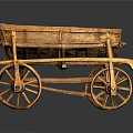 Vintage Wooden Hand Cart With Two Wheels And Traditional Crafted Structure Design