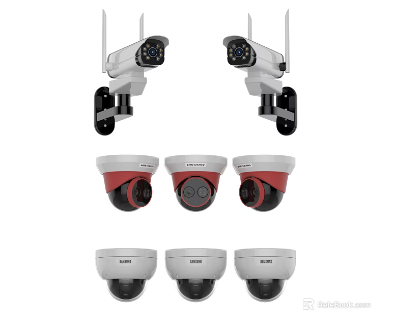 High Quality Projection Surveillance Cameras with Dome Bullet Models for Indoor Outdoor Security 3d model 