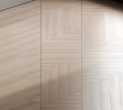Light Natural Wooden Flooring With Herringbone And Straight Plank Patterns Design 3d model