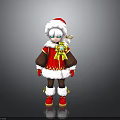 Christmas Elf Character in Red Santa Coat With Brown Sleeves White Trim and Red Shoes