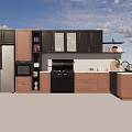 Modern Rustic Kitchen Interior With Dark Brown Cabinets Black Appliances Wooden Floor And Sink