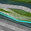 Modern Garden Feature With Wavy Green Vegetation And White Fence Structure