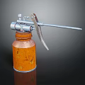 Vintage Rusty Sprayer Tool With Orange Canister Metal Nozzle And Handle