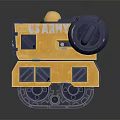Stark Yellow Blue Tracked Combat Weapon With Multiple Barrels And Mechanical Cannon 3d model