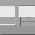 Two Standing Whiteboards One With Papers And Digital Control Panel On Rolling Stands 3d model