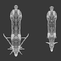 Four Deer Statues with Antlers Standing on Checkered Floor and Blue Sky Background