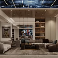 Luxury Home Theater With Cozy Sofas Large TV Starry Ceiling 3d model