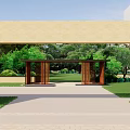 Garden Landscape Design With Tall Trees Green Lawn And Stone Pathway