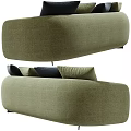 Comfortable Modern Green Sectional Sofa With Dark And Light Decorative Pillows 3d model